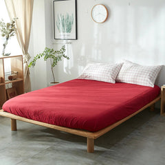 YICKYUE  -  Fresh bedroom set vintage style washed cotton fabric white plaid duvet cover bedding sets 3/4pcs bed linen red fitted sheet