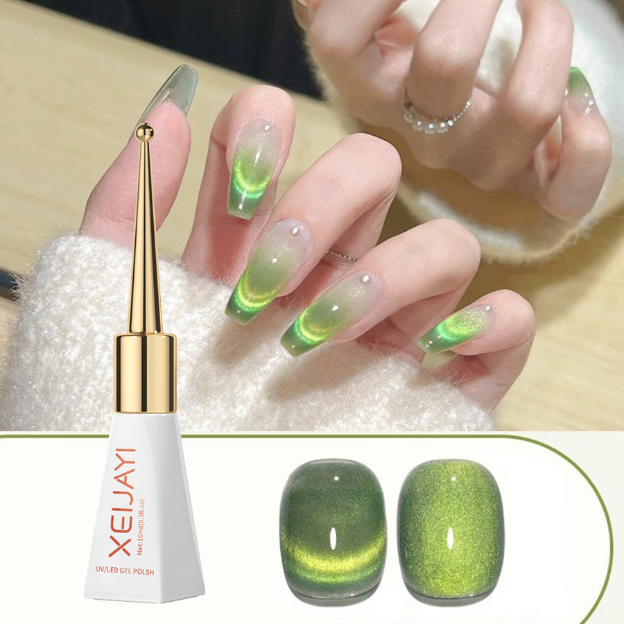YICKYUE  -  Dopamine Double Light Cat Eye Nail Polish Fashion Crystal Cat Eye Nail Polish Gel Magnetic Sparkle UV Varnish Gel Manicure Tool