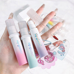 Yickyue Cute Bubble Mirror Water Lip Gloss Whitening Lasting Jelly Lip Glaze Dudu Lipstick Plumper with KeyChain Card Sticker Gifts