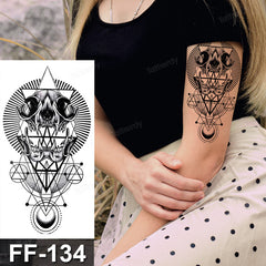 YICKYUE  -  15Pcs/Pack Black Grey Flower/bird/ghost Women/snake Waterproof Temporary Tattoos Men Body Art Tatoo Sticker Fake Tattoo Sleeves