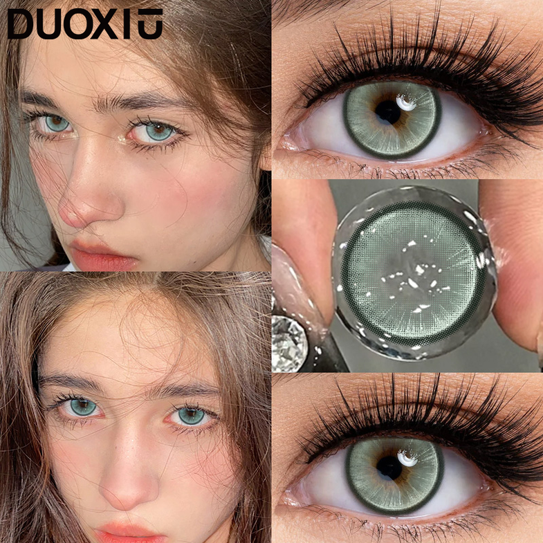 YICKYUE - 1 Pair Korean Colored Contact Lenses for Eyes Green Contacts Lenses Nature Eye Gray Pupils Brown High Quality Lens Yearly
