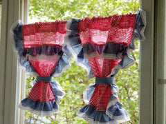 YICKYUE  -  Korean Pastoral Style Cotton Linen Fabric Short Curtain for Small Window Kitchen British Checked Cafe Window Curtain Valance