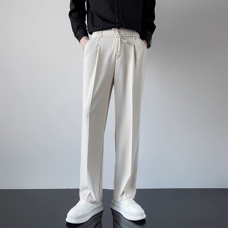 Hearujoy Korean Men Casual Suit Pants Elastic Waist Straight Wide leg Trousers Spring Autumn Fashion Youth  Pant Streetwear High Quality