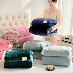 Yickyue Simple Imitation Lamb's Wool Autumn Warm Blankets for Beds Mechanical Wash Adults Children Thicken Blanket Warmth Soft Quilt