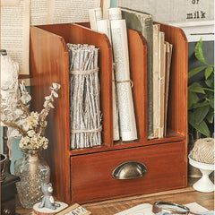 YICKYUE  -  Desktop Storage Box Frame Document Stationery Desk Book Storages Frames Household Drawer Wooden Home Decoration