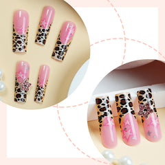 YICKYUE  -  24pcs French Leopard False Nails European Long Ballet Press on Nails Full Cover Spice Girls Y2k Sweet Cool Style Fake Nail Tips
