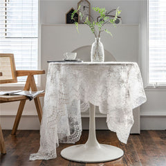 Cilected Lace Yellow Flower Embroidery Tablecloth Cover Towel Home Decor Coffee Table Dust Cover Photography Background Cloth