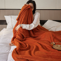 YICKYUE  -  Nordic Style Simple Plaid Coral Fleece Blanket Office Warm Nap Air Conditioning Blanket Home Soft Sofa Shawl Blanket