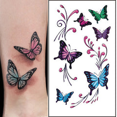 YICKYUE  -  Waterproof Temporary Tattoo Sticker Black Butterfly Cherry Blossom Bird Flower English Letters Body Art Tatoo Sticker Fake Tatto