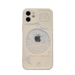 Funny cartoon bear cute letter phone case soft silicone cover for iphone 11 12 pro max mini 7 8 plus x xr xs max conque capa