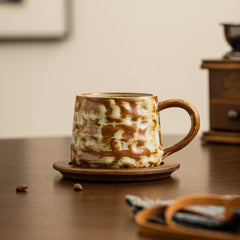 YICKYUE  -  Stoneware Coffee Cup Delicate Water Cup High-grade Retro Ceramic Breakfast Milk Mug Afternoon Tea Flower Tea Coffee Mug 200ml
