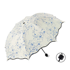 Chic Floral ANTI-UV Foldable Umbrellas Sun Compact Women Female Ladies Lady Windproof Rain Lovely Flower 8K Parasols Umbrella