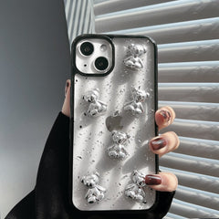 Epoxy Electroplating bear silicone soft 3d cute phone case for iphone 13 mini 11 12 pro max x xr xsmax 7 8 plus promax cover