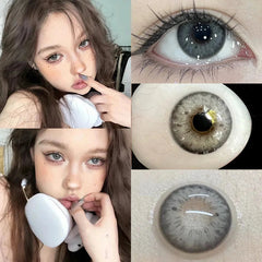 YICKYUE  -  2Pcs Colored Contact Lenses Brown Pupils for Eyes Natural Beauty Pupil With Diopters Prescription Grey Iris Lenses