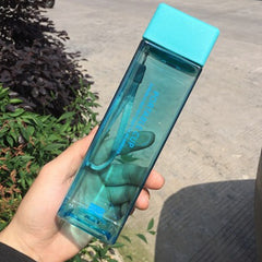 Transparent Daisy Square Plastic Matte Water Cup Outdoor Cold Juice Water Sports Cup with Portable Milk Rope Frosted Water Cup