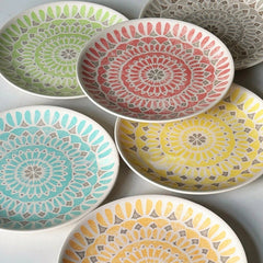 Ceramic Round Shape Floral Plates Dinner Sets Large Capacity Large Plate Dessert Salad Plate Beautiful Table Tableware Services
