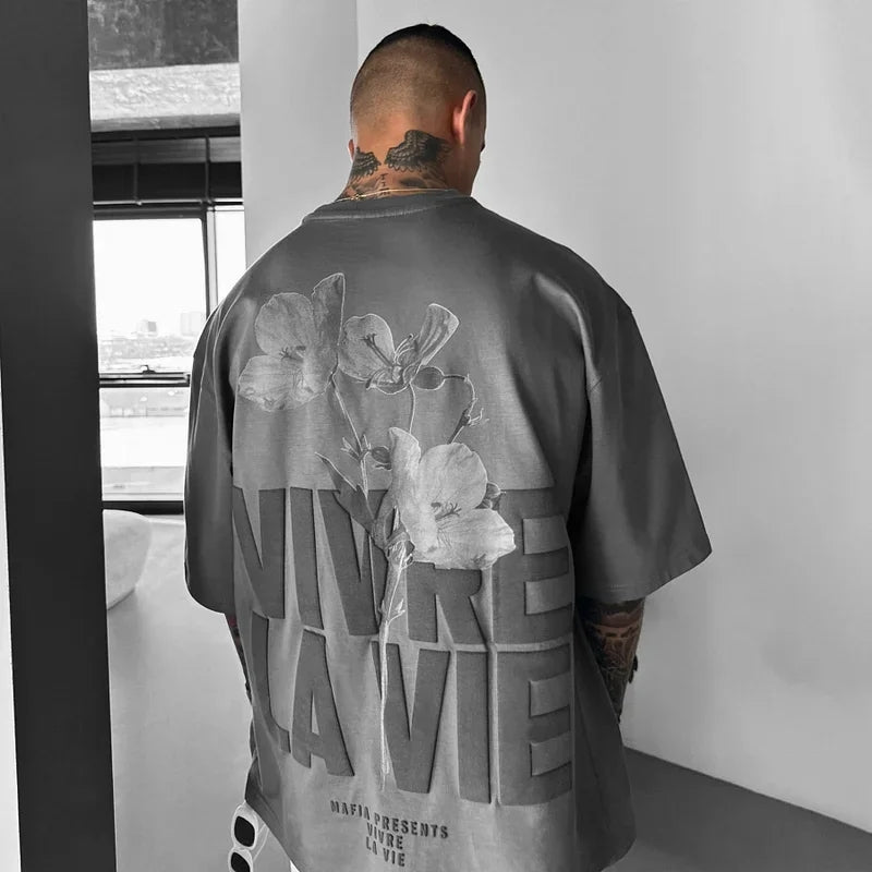 Hearujoy Oversized T Shirts For Men Hip Hop Streetwear Fashion Floral Print Short Sleeve Tees Summer Casual Loose O Neck T-shirt Trendy