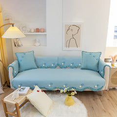 Yickyue Cute Flower Sofa Cover Blanket Universal Non-slip Cotton Sofa Towel For Living Room Furniture Decor Tapestry Couch Cover