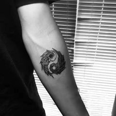 Waterproof Temporary Tattoo Sticker Black Tai Chi Gossip Wing Design Body Art Fake Tattoo Flash Tattoo Arm Leg Men Women
