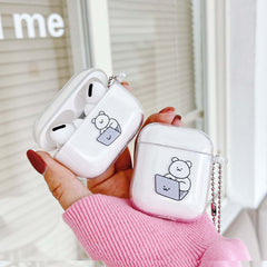 Computer bear cute earphone case wireless bluetooth Charging Box crystal cases for airpod pro 3 cover for apple air pod 2/1 capa
