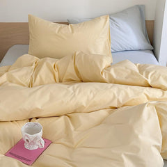 YICKYUE  -  Korean Mint Dot Washed Cotton 4-Piece Bedding Set
