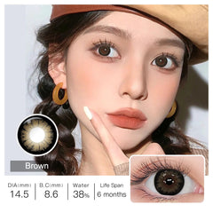 YICKYUE  (0.00~-6.00) Powered Contact Lenses With Grade Big Eyes Color Contact Lens for Eyes Beauty Cosmetic Color Lens 6 Months
