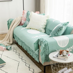 Spring Summer Pink Large Lace Embroidered Sofa Cover Scarf Girl Bedroom Princess Couch Covers Washable 3 Seater Sofa Cushion