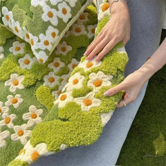YICKYUE  -  Garden Handmade Acrylic Tufted Round Carpet For Living Room Home Fresh Flowers Rugs For Bedroom Soft Sofa Coffee Table Floor Mat