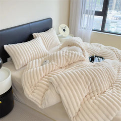 YICKYUE  -  Winter Thickened Plush Warm Duvet Cover Set Solid Color Luxury High Quality Quilt Cover Sheet Pillowcase 4pcs Queen Bedding Set