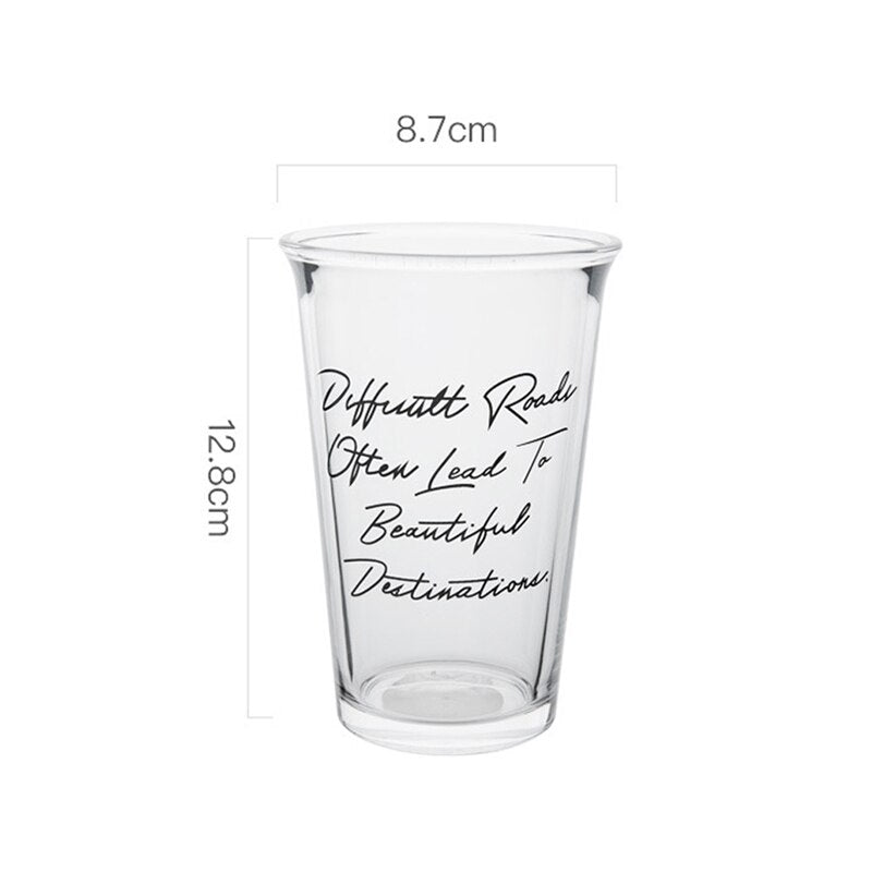 350ml Kawaii Letter Pattern Glass Cups For Drinking Cute Korean  Clear Creative Ice Coffee Wine Milk Juice Tea Mug Original Cups