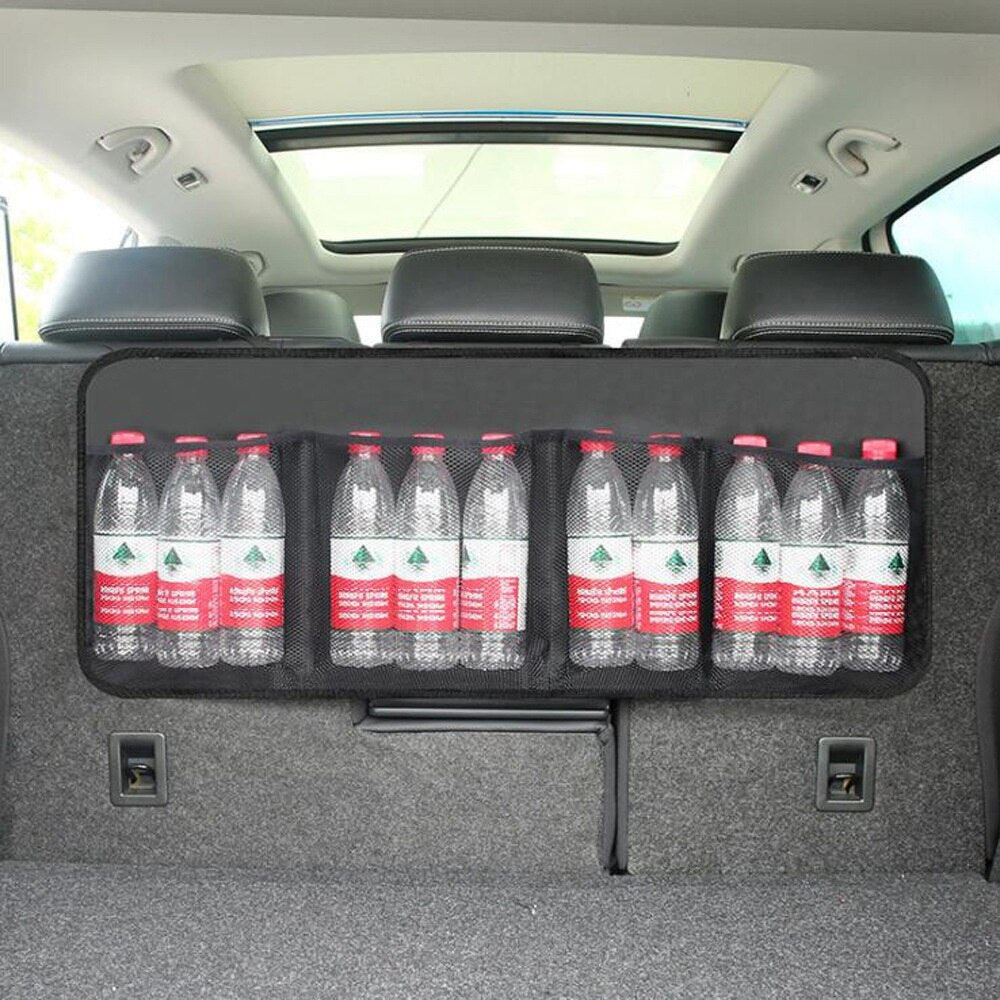 Car Rear Seat Back Organizer Auto Trunk Net Mesh Cargo Storage Bag Pocket Cover Stowing Tidying Interior Camping Accessories