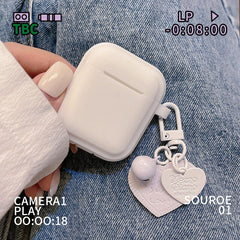 Summer blue love pendant keychian earphone case for apple airpods pro silicone heart cute cover for airpod 1/2 charging box capa