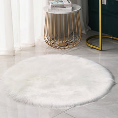 Soft Round Carpet Faux Fur Fluffy Area Rug Shaggy Thick Chair Cover Seat Pad Fur Floor Mat Carpet for Bedrooms Living Room Kid