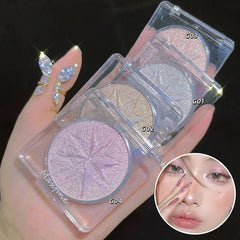 Yickyue 1Pcs Diamond Glitter Eyeshadow Shiny Pearlescent Pink Brown with Flash Eye Shadow Palette Long Lasting Eyes Makeup Cosmetics