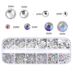 New Multi-Size Nail Rhinestones 3D Crystal AB Clear DIY Nail Art Decorations Silver Rivet Rhinestone Akcesoria Do Paznokci
