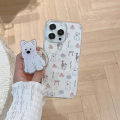 YICKYUE  -  West Highland Puppy Bracket Phone Case For Iphone 13Pro 13 15 Pro Max 15Pro 12 14  Cute Cat Dog Floral Magnetic Shockproof capa