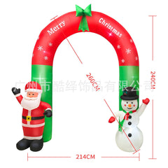 2.4m High Christmas Inflatable Archway 3D Cartoon Yards Arch with Santa Claus Snowman for Xmas New Year Party Gift