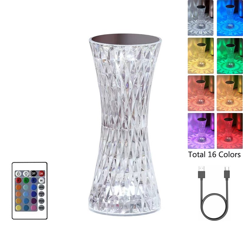 ZCUU Crystal Projector Desk Atmosphere Night Light USB Led Table Lamp Room Decor Nights Lamp Lights For Bedroom Home Decoration