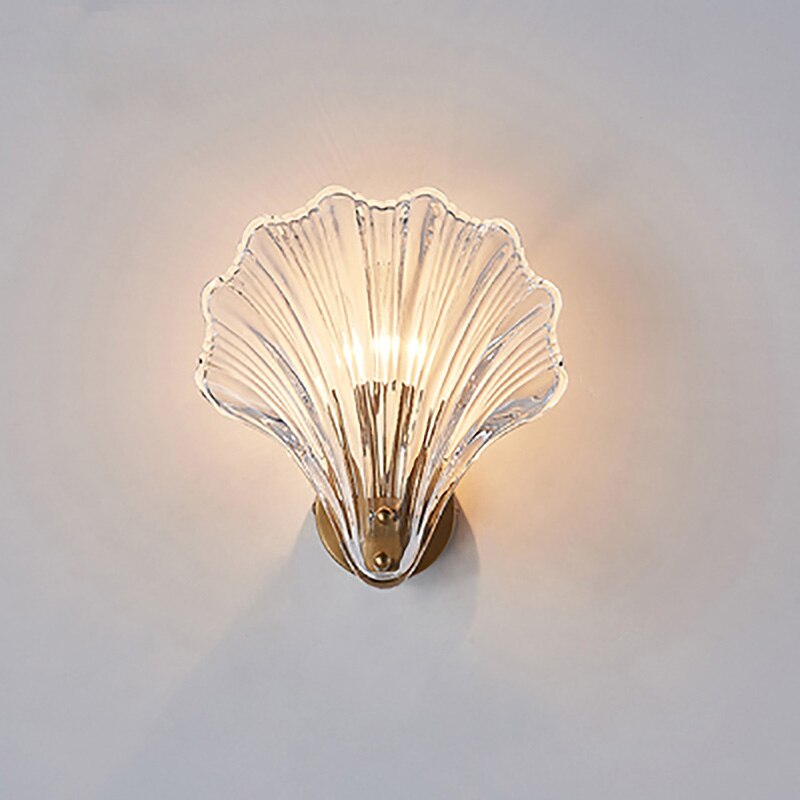 Nordic post-modern minimalist LED wall lamp corridor background wall lamp brass glass wall lamp bedroom bedside wall lamp