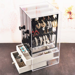 Jewelry Box Earrings Storage Box Organizer Jewelry Drawer Display Rack Organizador Necklace Jewelry Watch Cabinet Plastic