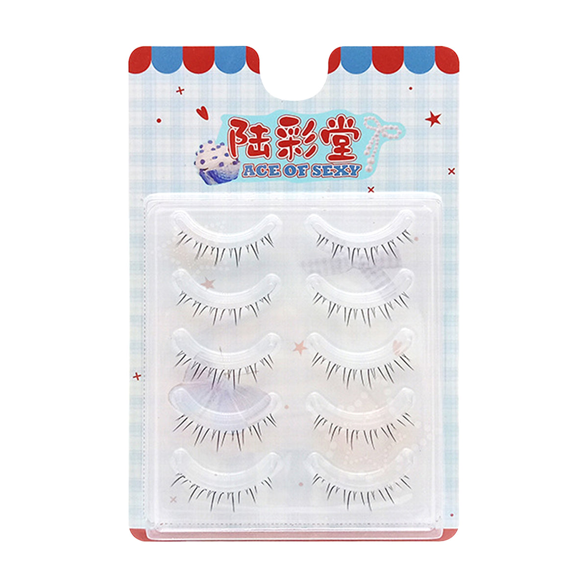 YICKYUE  -  5 Pair Transparent Stem Anime Manga Lashes Extension Fluffy Natural Wispy Korean U-shaped  False Eyelashes