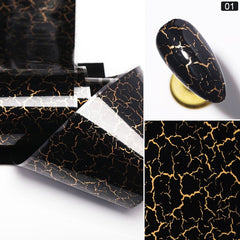 1 Box Glitter Marble Series Nail Transfer Foil Stickers Gold White And Black Bright Slider For Nails DIY Decoration Manicures