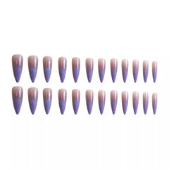 YICKYUE  -  24PCS Gentle Lavender Purple Gradient Tip Fake Nails Pointed Artificial Nails Press On Long Stiletto Fashion False Nails Almond