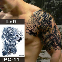 YICKYUE  -  Chest Arm Shoulder Tattoo Sticker Waterproof Big Large Size Body Art Fake Tattoo For Men Adult Realistic Temporary Tattoo Male