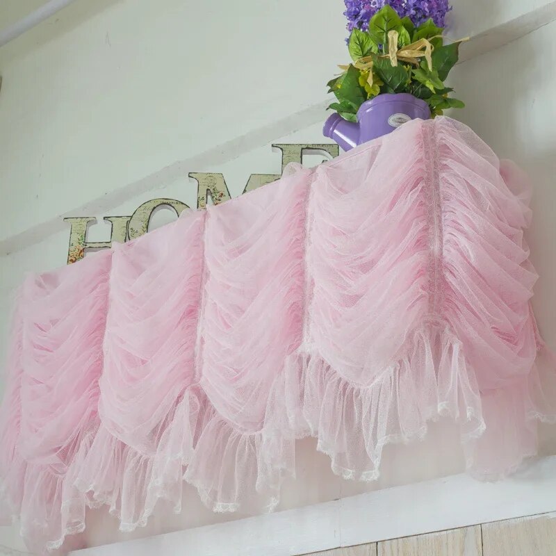 Yickyue Sweet lace yarn princess cake layers hanging air conditioner cover curtain LCD covers home textile wedding decoration custom