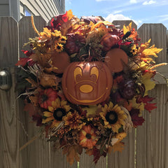 2023 Fall Pumpkin Wreath for Front Door with Pumpkins Artificial Maples Sunflower Autumns Harvest Holiday Halloween Decoration