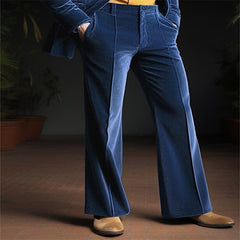 Hearujoy Spring Autumn Men Velvet Suit Pants Vintage Slim Fit  Flared Trousers Fashion Comfortable Holiday Casual Pant Streetwear Male