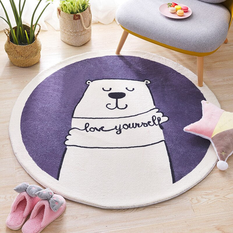 Bubble Kiss Soft Carpets For Round Chair Thicker Lambs Wool Floor Mat Fluffy Soft Cartoon Kid Room Rugs Decoration Modern Mat