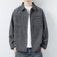 Hearujoy Spring Autumn Men's corduroy shirt Safari Style Long Sleeve Lapel jacket top Casual Loose High Quality Shirts Mens Clothing