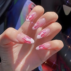 24Pcs Glitter Gradient French Fake Nail With Jelly Glue Long Square Artificial False Nail DIY Press On Finger Tip Manicure Tool